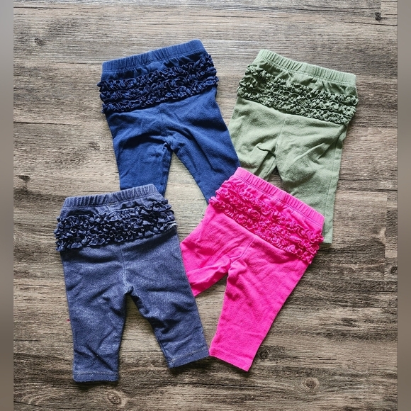 Old Navy 3 To 6 Month Kids Ruffle Leggings Pants Bundle - Picture 1 of 4